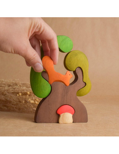 Rompecabezas de Madera Ardilla Hecho a Mano 15x11 cm