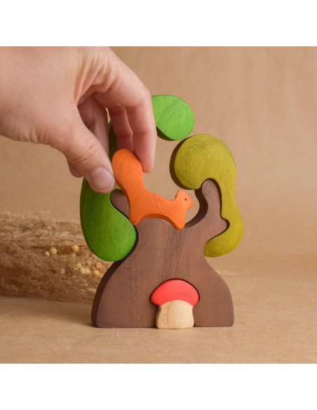 Rompecabezas de Madera Ardilla Hecho a Mano 15x11 cm