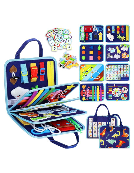 Tablero Ocupado Montessori Esjay Dinosaurio Azul 8 Páginas