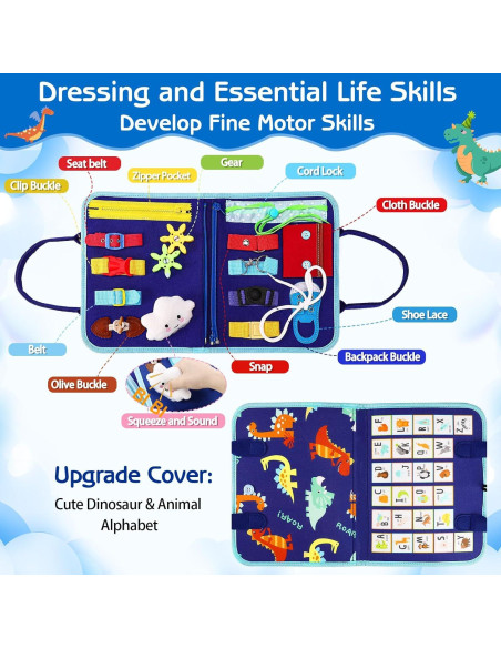 Tablero Ocupado Montessori Esjay Dinosaurio Azul 8 Páginas