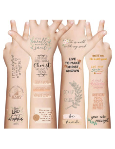 10 Hojas de Tatuajes Temporales Cristianos TOAYWANG