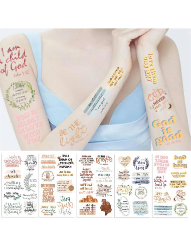 10 Hojas de Tatuajes Temporales Cristianos TOAYWANG