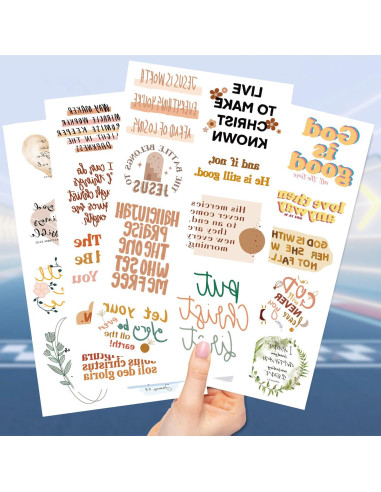 10 Hojas de Tatuajes Temporales Cristianos TOAYWANG