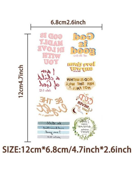 10 Hojas de Tatuajes Temporales Cristianos TOAYWANG 10 Hojas de Tatuajes Temporales Cristianos TOAYWANG