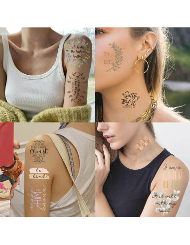 10 Hojas de Tatuajes Temporales Cristianos TOAYWANG