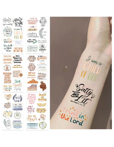10 Hojas de Tatuajes Temporales Cristianos TOAYWANG 10 Hojas de Tatuajes Temporales Cristianos TOAYWANG