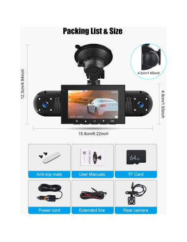 Cámara de Salpicadero CAMECHO 4 Canales 1080P con Visión Nocturna