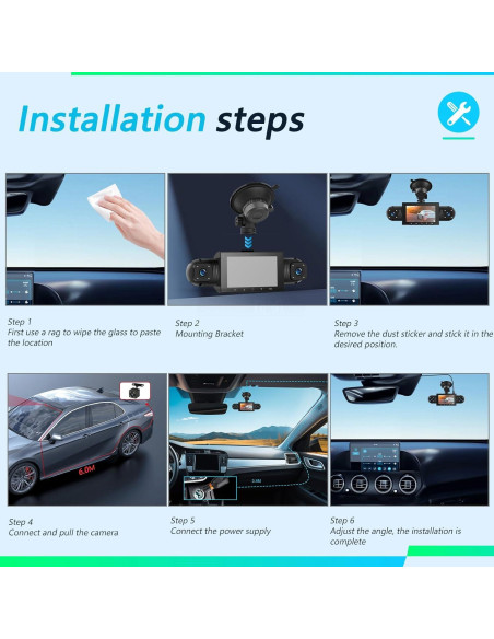 Cámara de Salpicadero CAMECHO 4 Canales 1080P con Visión Nocturna