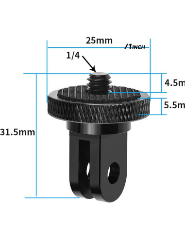 Adaptador de Montaje en Trípode 1/4"-20 para GoPro y Cámaras de Acción - 2 Piezas