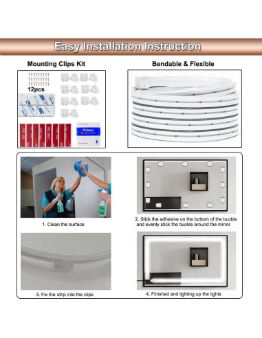 Luces LED de Cuerda 10FT RYGD para Espejo y Tocador