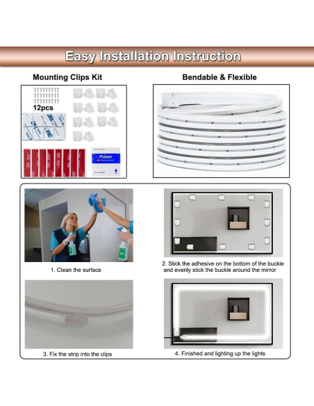 Luces LED de Cuerda 10FT RYGD para Espejo y Tocador