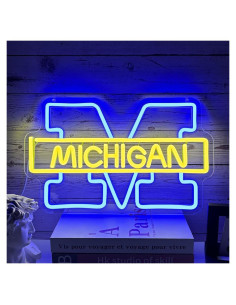 Letrero de neón LED PILOYINDE logo equipo Michigan 44.3x28.8cm