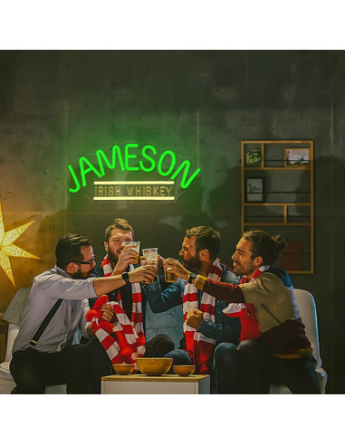 Letrero de Neón LED Jameson Irish Whiskey 30x10 cm para Bar