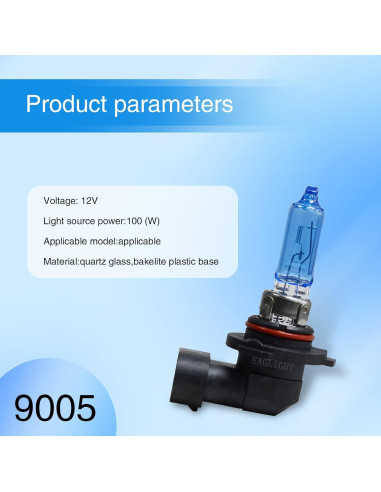2 PCS Bombillas Halógenas HB3/9005 Tesnaao 12V 100W Blancas
