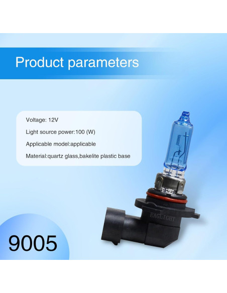 2 PCS Bombillas Halógenas HB3/9005 Tesnaao 12V 100W Blancas