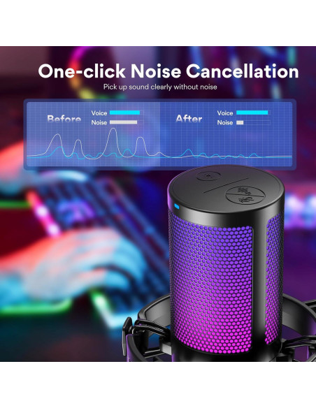 Micrófono USB MAONO MH601 para Juegos con Cancelación de Ruido