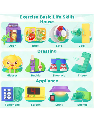 Tablero Ocupado Montessori BQU Verde 25.4x24.89 cm 1-6 años