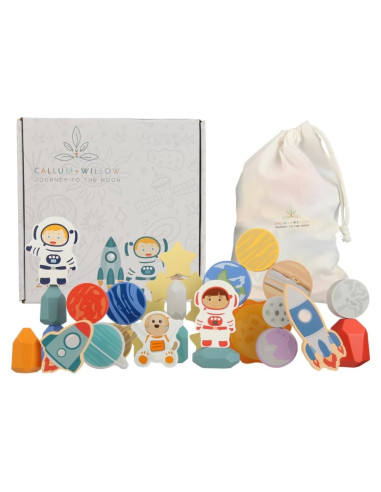 Juego de Bloques de Madera Espacial 30 Piezas Happy Arts