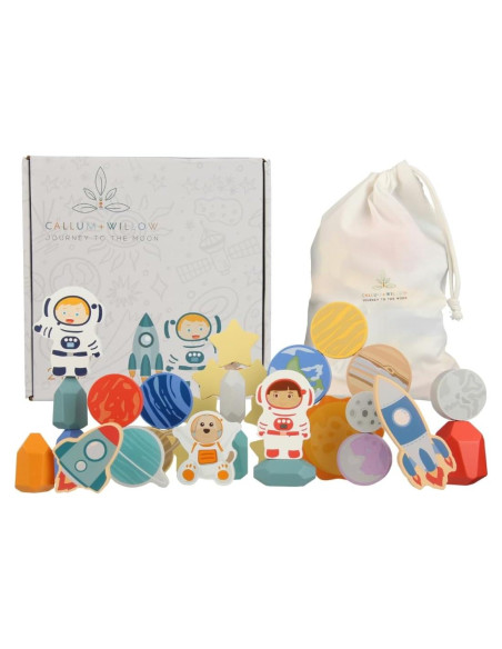 Juego de Bloques de Madera Espacial 30 Piezas Happy Arts