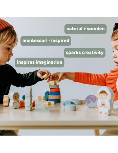 Juego de Bloques de Madera Espacial 30 Piezas Happy Arts