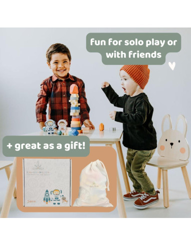 Juego de Bloques de Madera Espacial 30 Piezas Happy Arts