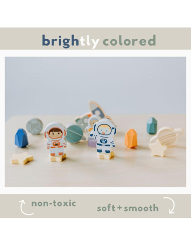 Juego de Bloques de Madera Espacial 30 Piezas Happy Arts