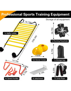 Conjunto de Entrenamiento de Agilidad AUZEJO - 12 Escaleras, 4 Obstáculos, 12 Conos 2