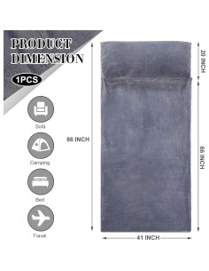 Forro de Saco de Dormir Franela Remagr ZK1668 220x105 cm Gris 2
