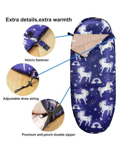 Saco de Dormir para Niñas Rioyalo Unicornio Arcoíris 3 Temporadas