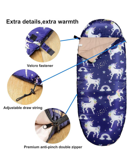 Saco de Dormir para Niñas Rioyalo Unicornio Arcoíris 3 Temporadas