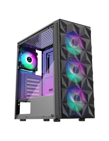 Caja de PC MOROVOL 621 ATX con 4 Ventiladores RGB y Vidrio Templado