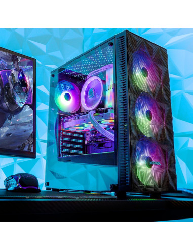 Caja de PC MOROVOL 621 ATX con 4 Ventiladores RGB y Vidrio Templado