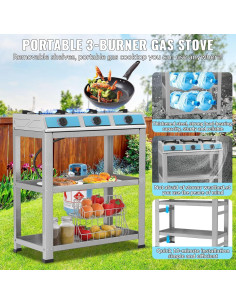 Estufa de Gas Propano 3 Quemadores forimo RQZ-JK-333-S 40000 BTU 2