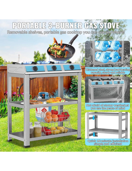 Estufa de Gas Propano 3 Quemadores forimo RQZ-JK-333-S 40000 BTU