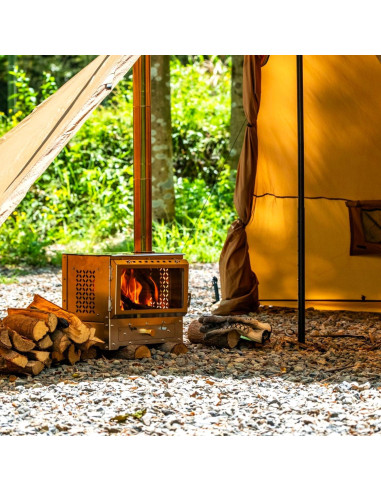 Estufa de Camping de Acero Inoxidable 680 - 15 kg, 34x25 cm