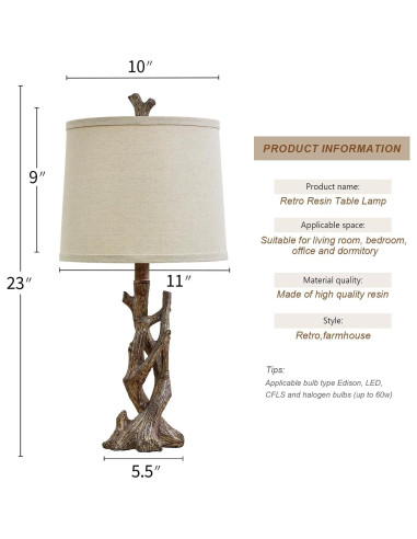 Conjunto de 2 Lámparas de Mesa OYEARS Rústicas 58cm