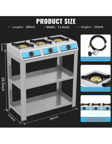Estufa de Gas Propano 3 Quemadores forimo RQZ-JK-333-S 40000 BTU