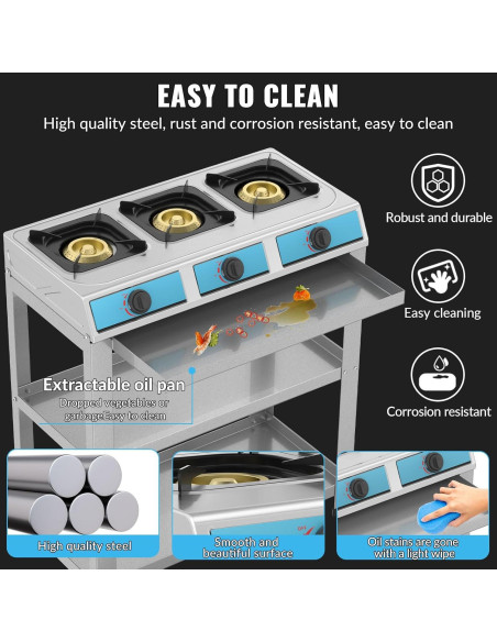 Estufa de Gas Propano 3 Quemadores forimo RQZ-JK-333-S 40000 BTU