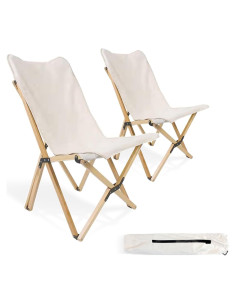 Paquete de 2 Sillas de Camping Plegables Bathonly Beige
