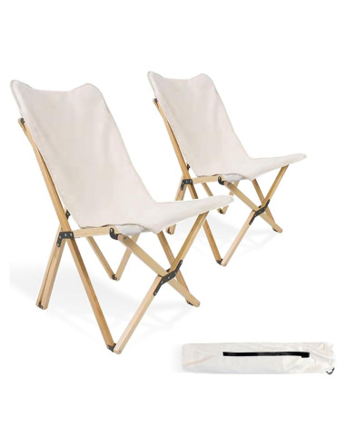 Paquete de 2 Sillas de Camping Plegables Bathonly Beige