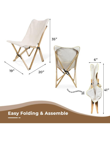 Paquete de 2 Sillas de Camping Plegables Bathonly Beige