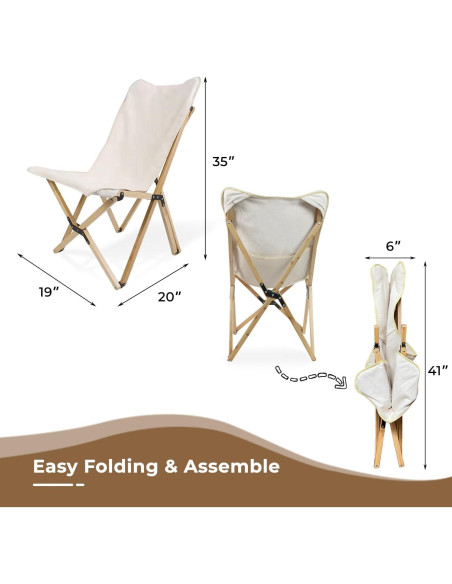 Paquete de 2 Sillas de Camping Plegables Bathonly Beige
