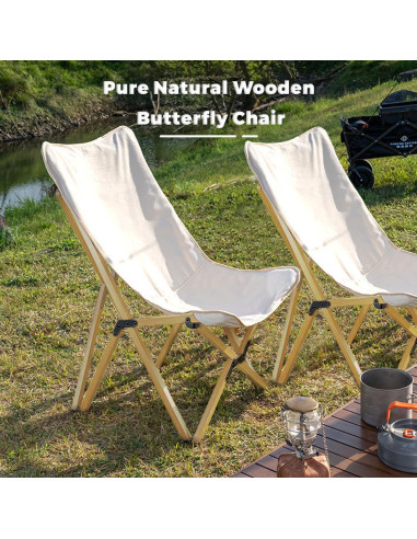 Paquete de 2 Sillas de Camping Plegables Bathonly Beige