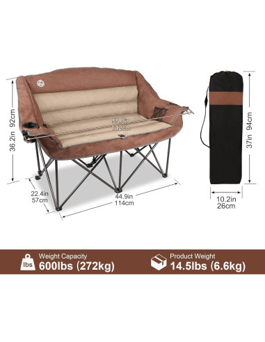 Silla de Camping Doble Plegable Northroad Moca 272kg