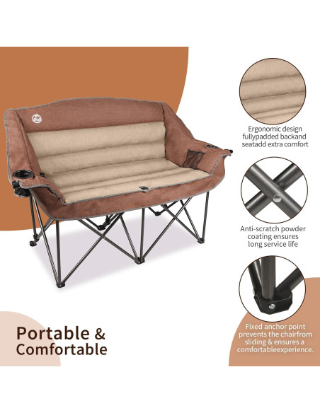 Silla de Camping Doble Plegable Northroad Moca 272kg Silla de Camping Doble Plegable Northroad Moca 272kg