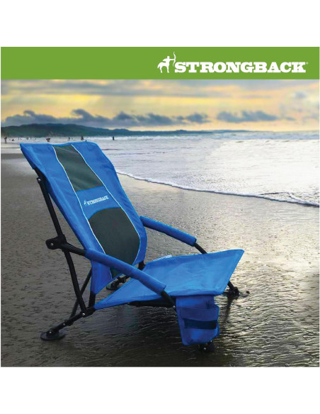 Silla de Playa Plegable STRONGBACK 2.0 con Soporte Lumbar Azul