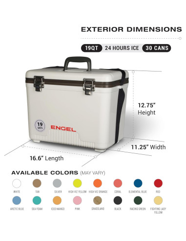 Cooler ENGEL 19QT Hermético + Vaso Aislado 22oz + Hielo