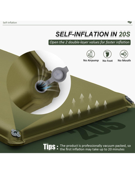 Colchoneta Autoinflable Calanofin 196x68.6cm Espuma Memoria