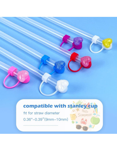 6 Tapas de Silicona para Popote Hikkcos 10mm Stanley 30/40 Oz