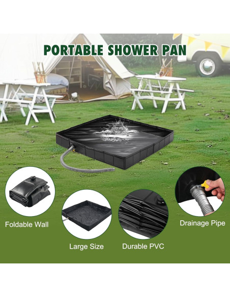 Base de Ducha Plegable GTian 104 cm x 104 cm para Exterior